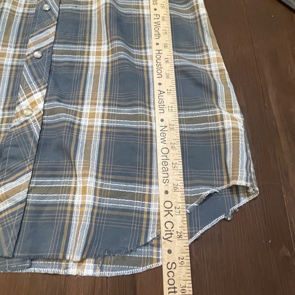 Vintage H Bar C California Ranchwear Western Pearl Snap Plaid Shirt Thrashed - Picture 11 of 12